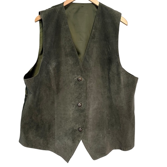 Great Seal of the State of Oklahoma Sage Suede Vest; Mens XL (approx.) - Picture 7 of 7